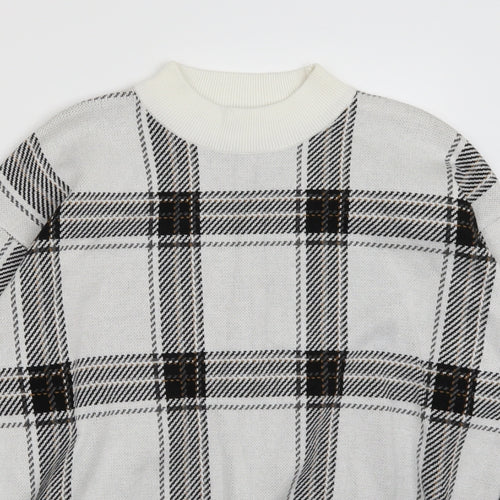 Newlook Womens White Check  Pullover Jumper Size M