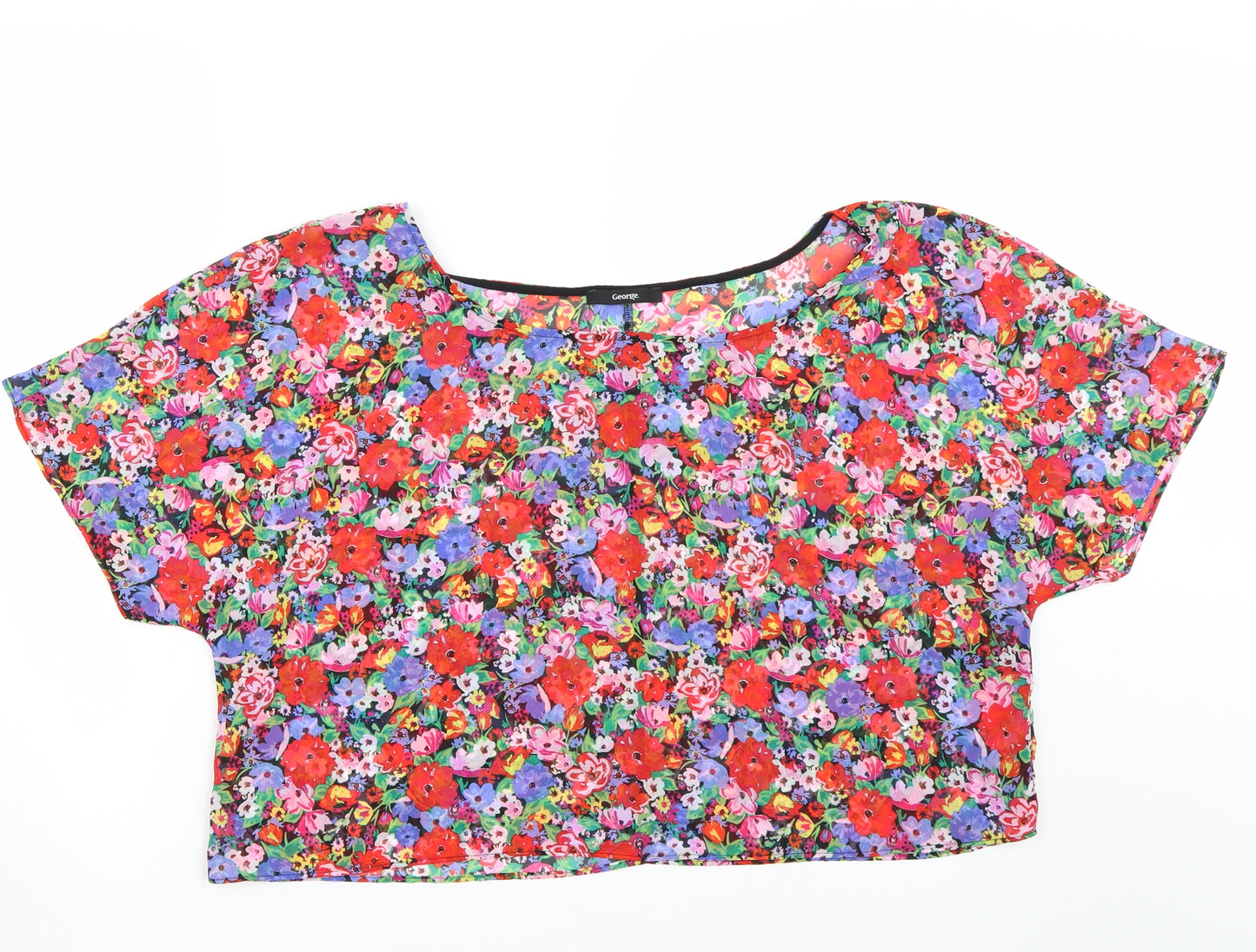 George Womens Red Floral  Basic T-Shirt Size 18