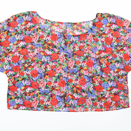 George Womens Red Floral  Basic T-Shirt Size 18