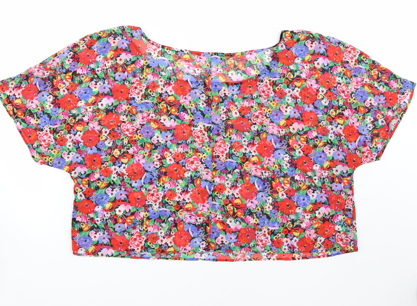 George Womens Red Floral  Basic T-Shirt Size 18