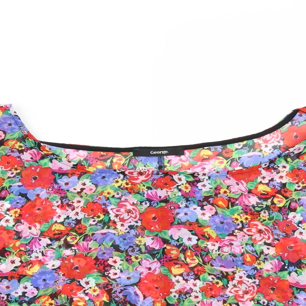 George Womens Red Floral  Basic T-Shirt Size 18