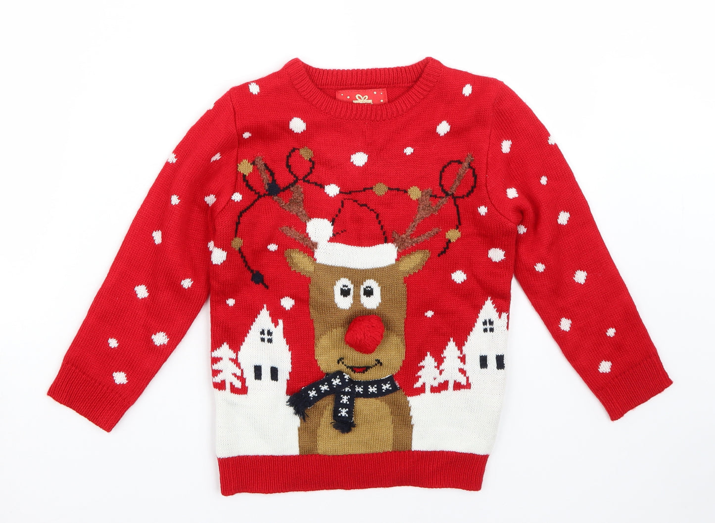 Primark Boys Red   Pullover Jumper Size 5-6 Years  - Christmas  Jumper