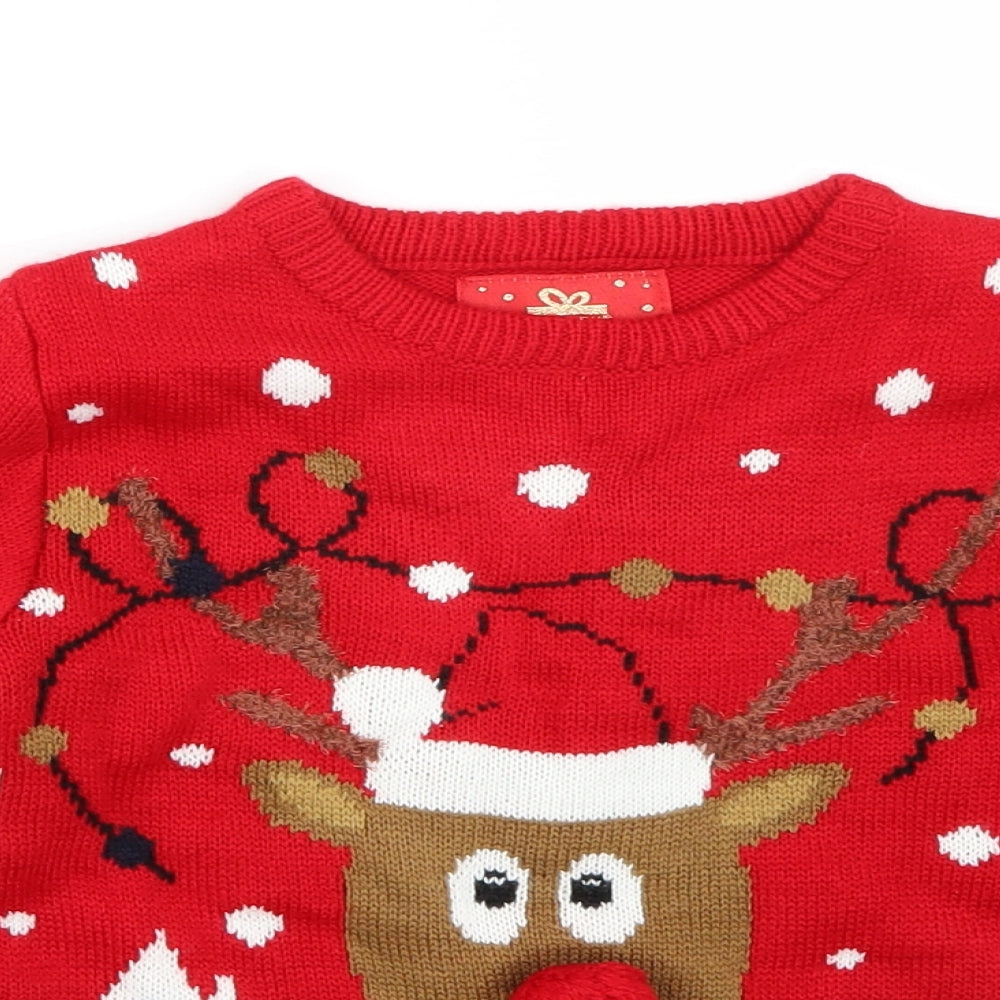 Primark Boys Red   Pullover Jumper Size 5-6 Years  - Christmas  Jumper