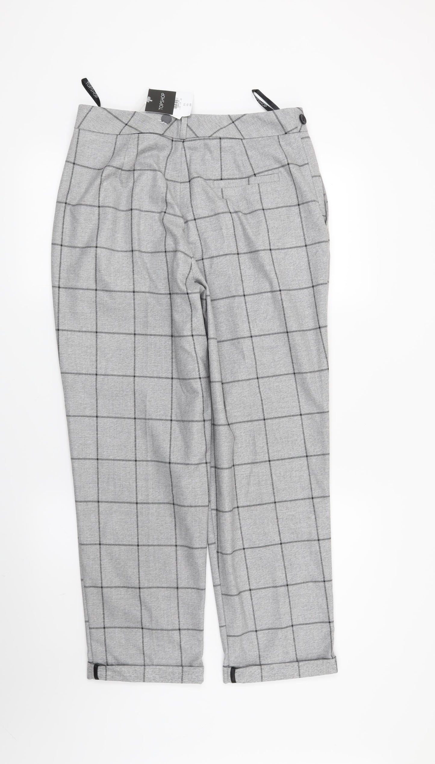 Topshop Womens Grey Check  Trousers  Size 12 L26 in