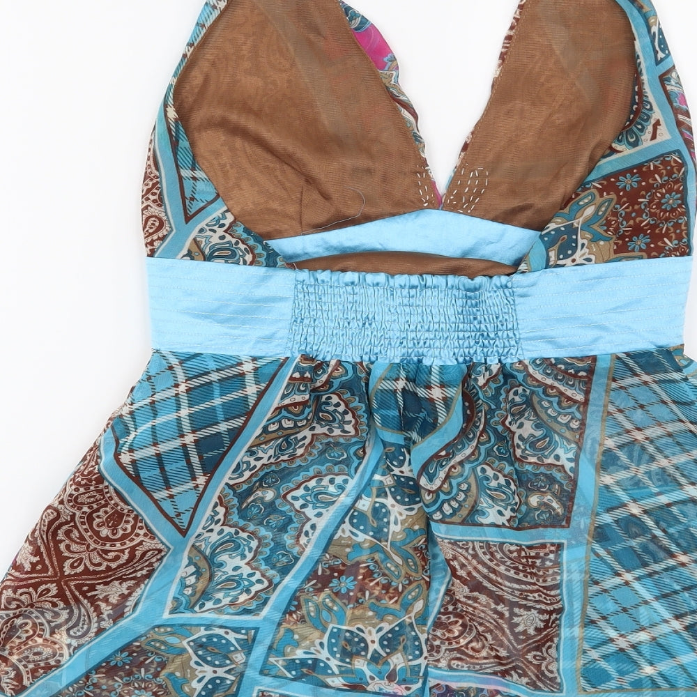 Preworn Womens Blue Paisley  Basic Blouse Size S