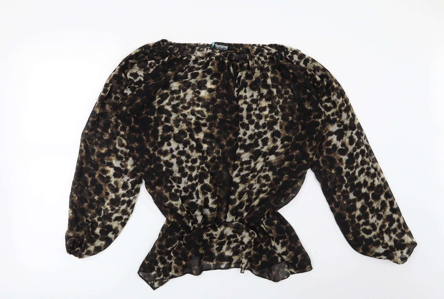Preworn Womens Brown Animal Print  Basic Blouse Size S