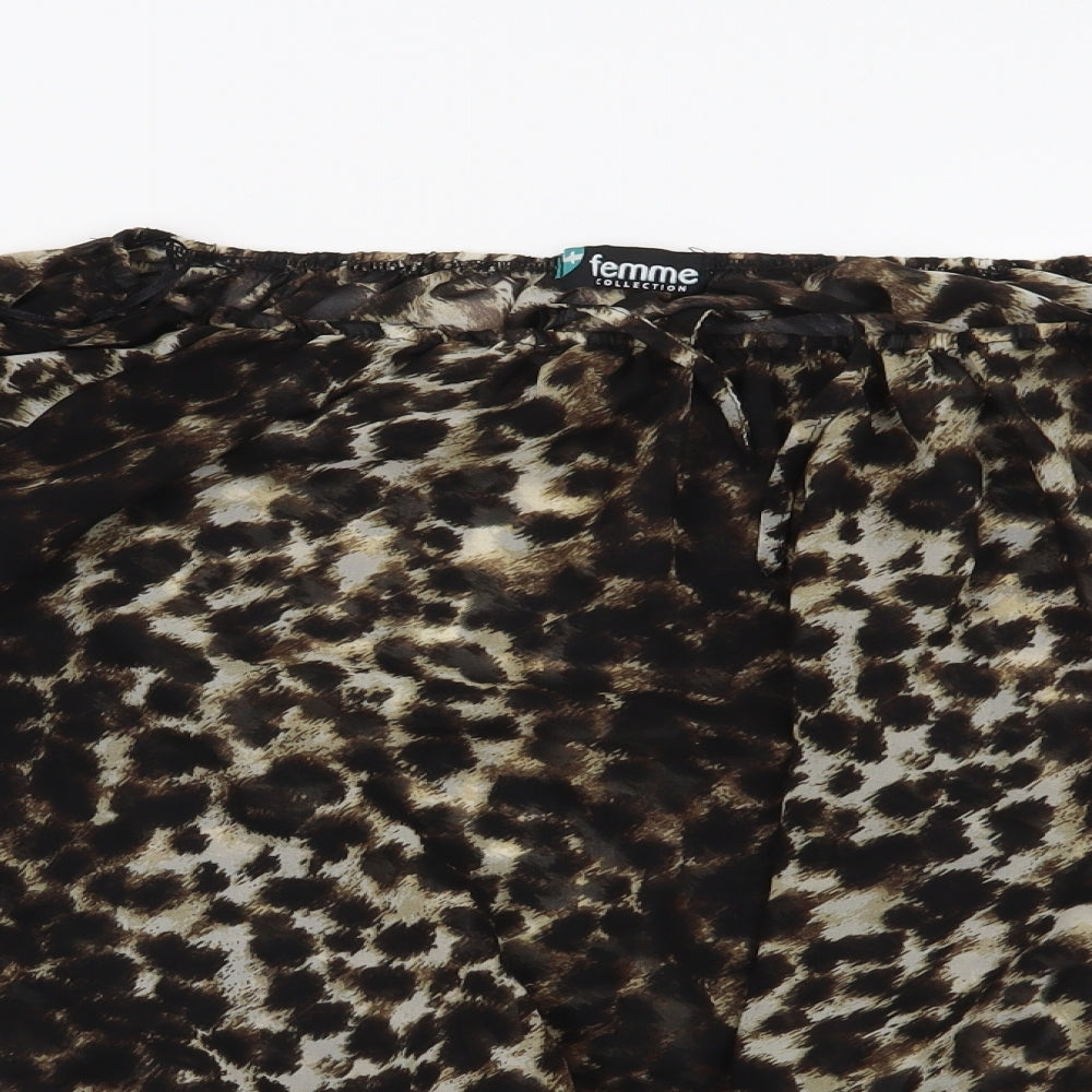 Preworn Womens Brown Animal Print  Basic Blouse Size S