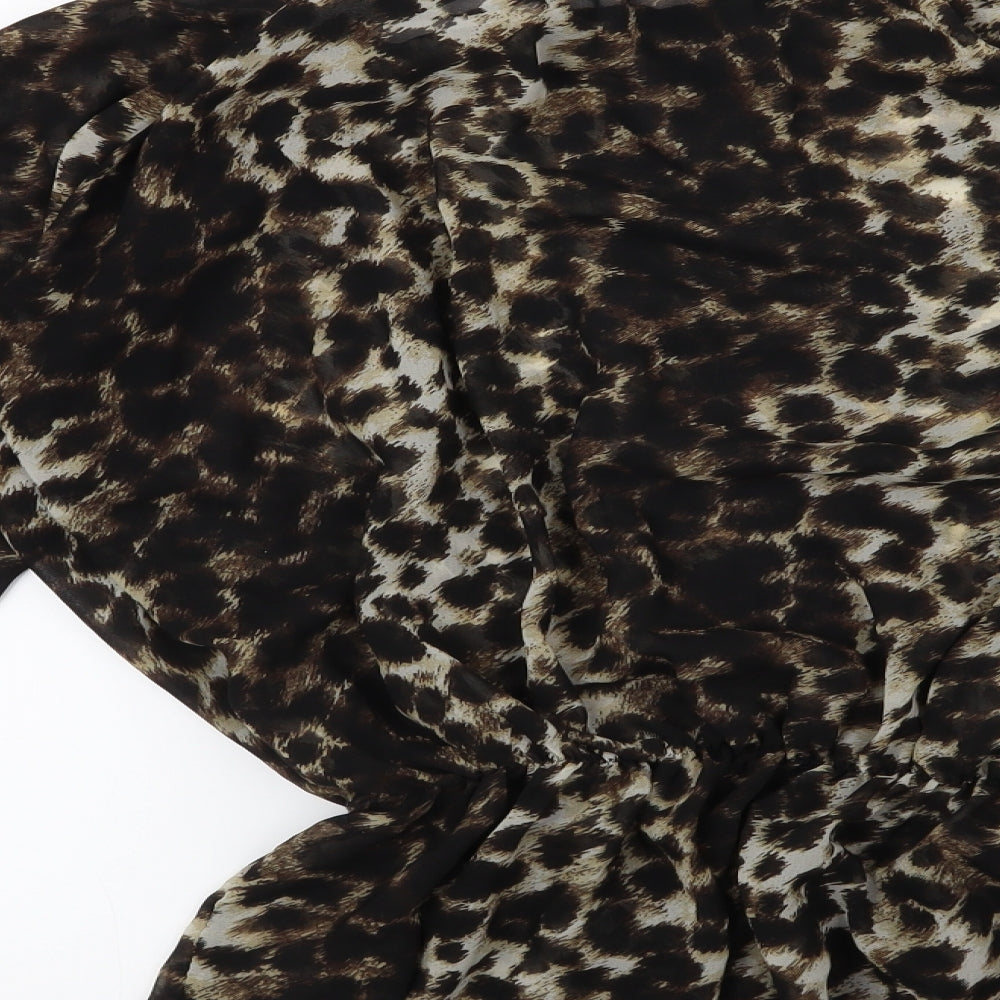 Preworn Womens Brown Animal Print  Basic Blouse Size S