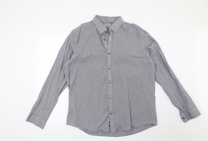 Taylor & Wright Mens Blue Button-Up Size 17