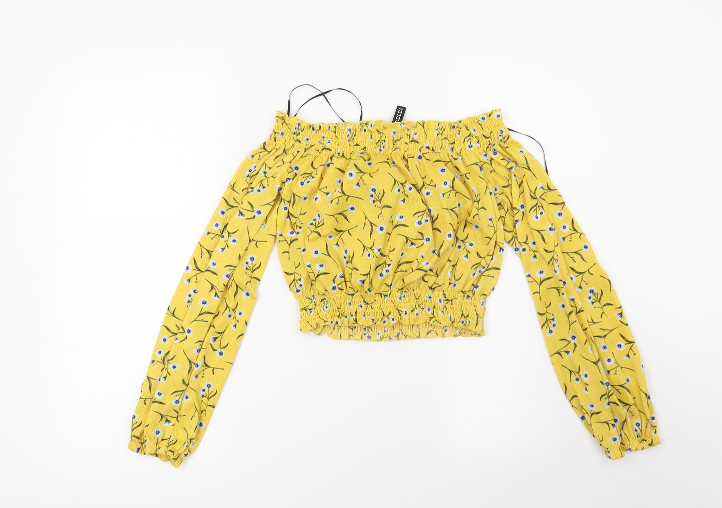 H&M Womens Yellow Floral  Basic Blouse Size XS