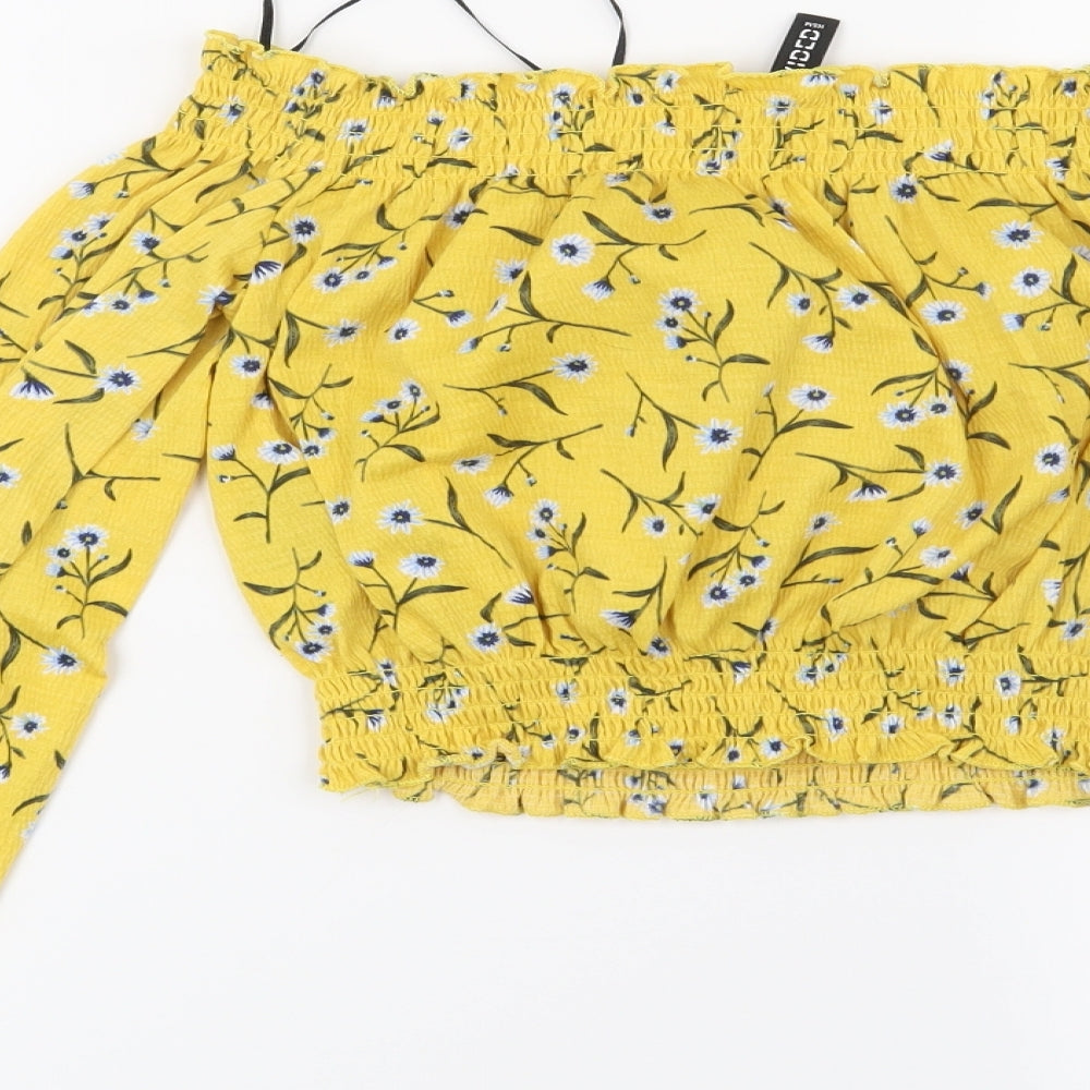 H&M Womens Yellow Floral  Basic Blouse Size XS