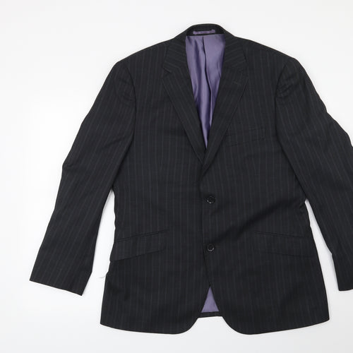 George Mens Blue Striped  Jacket Suit Jacket Size 40