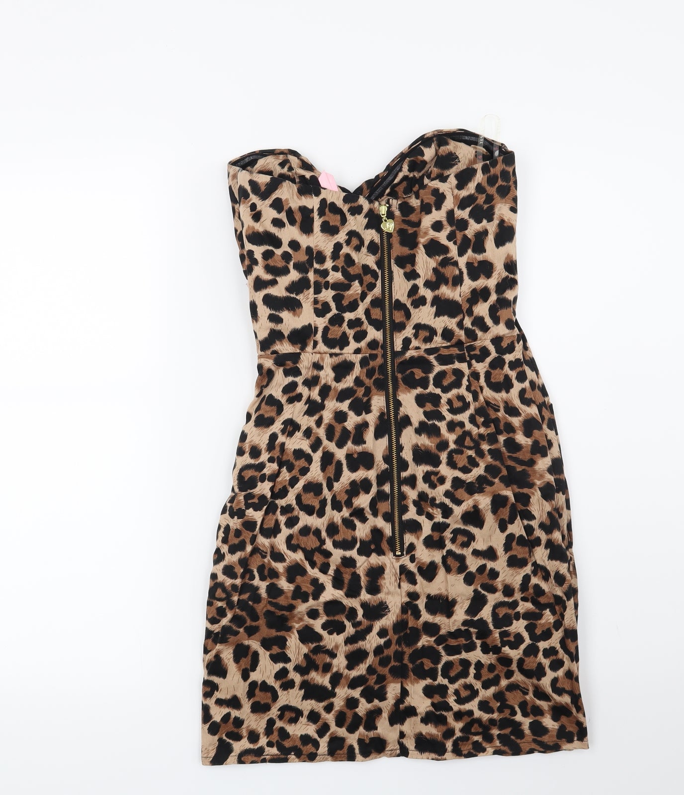 Lipsy Womens Brown Animal Print  Bodycon  Size 8
