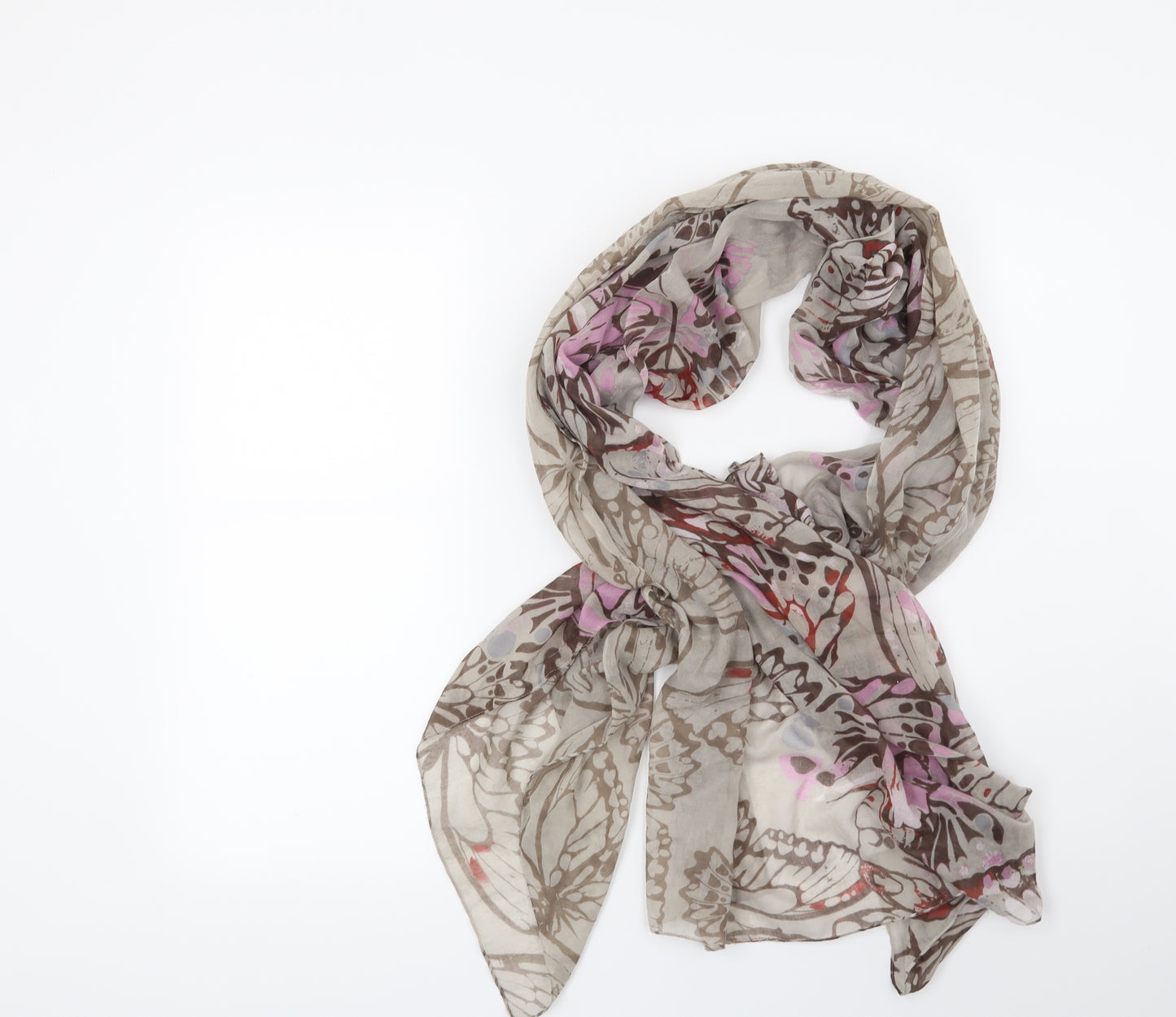 Preworn Womens Grey    Scarf   - Butterflies