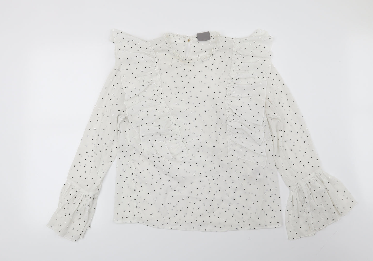VERO MODA Womens White Polka Dot  Basic Blouse Size L