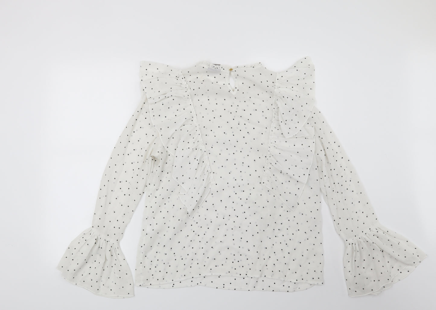 VERO MODA Womens White Polka Dot  Basic Blouse Size L