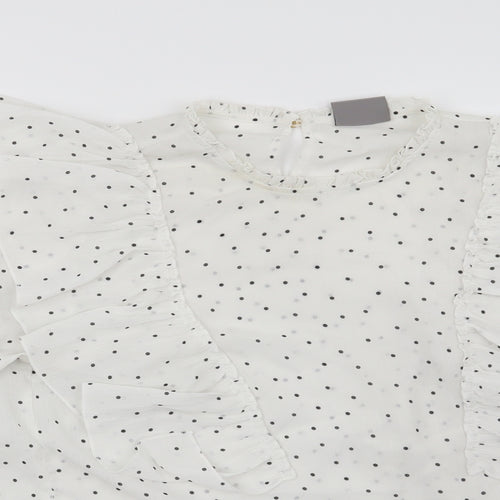 VERO MODA Womens White Polka Dot  Basic Blouse Size L