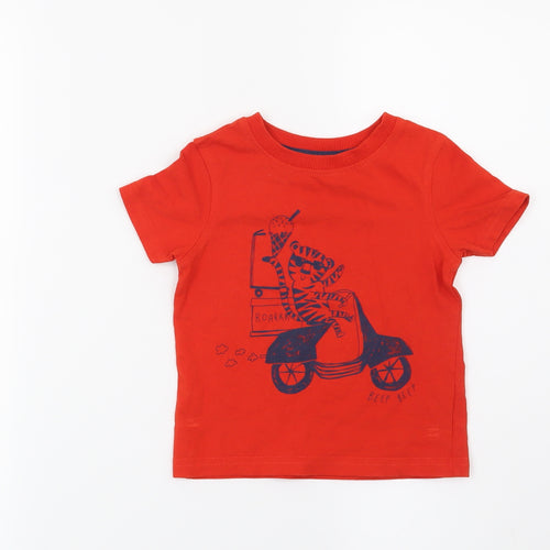 George Boys Red   Basic T-Shirt Size 12-18 Months  - Tiger
