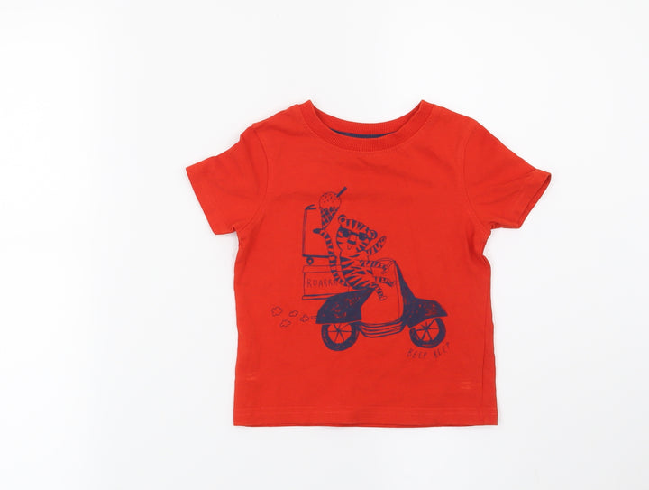 George Boys Red Basic T-Shirt Size 12-18 Months - Tiger