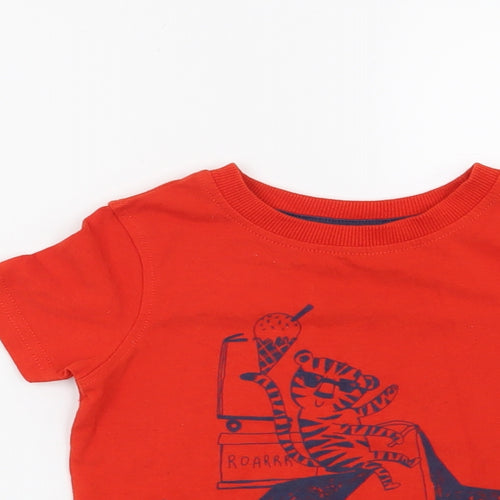 George Boys Red   Basic T-Shirt Size 12-18 Months  - Tiger