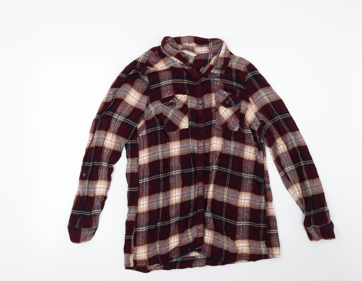 George Womens Red Check  Basic Button-Up Size 18