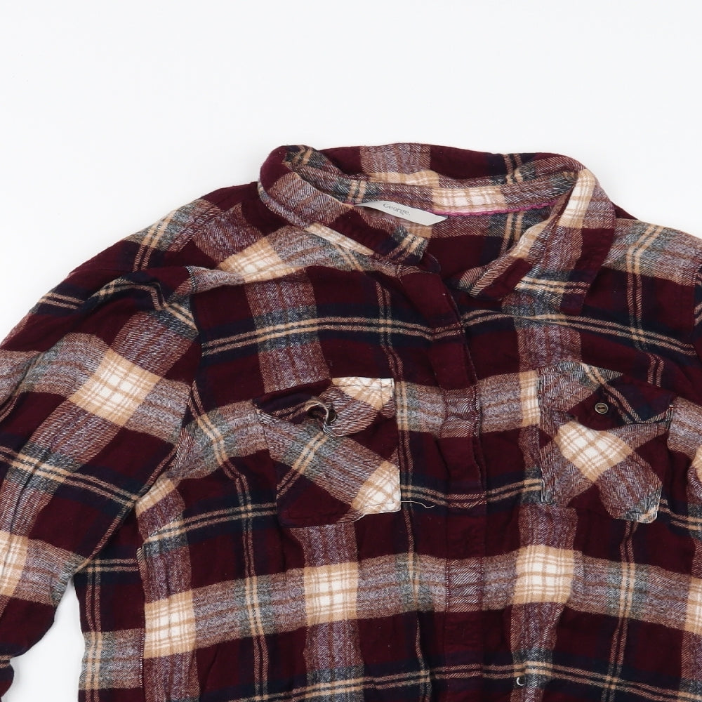 George Womens Red Check  Basic Button-Up Size 18