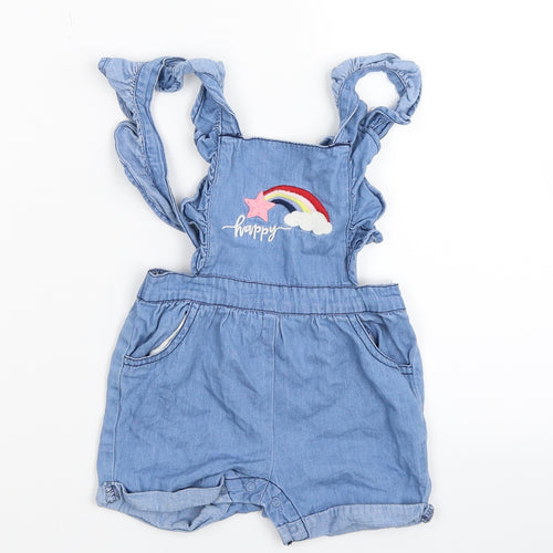Matalan Girls Blue  Denim Dungaree One-Piece Size 9-12 Months