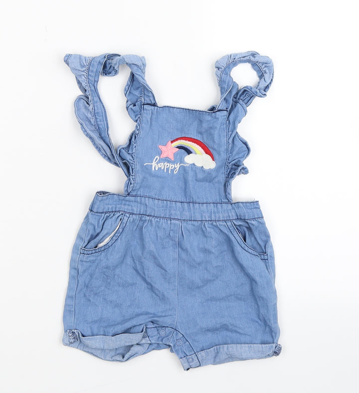 Matalan Girls Blue  Denim Dungaree One-Piece Size 9-12 Months