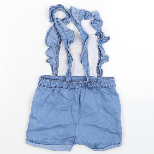 Matalan Girls Blue  Denim Dungaree One-Piece Size 9-12 Months