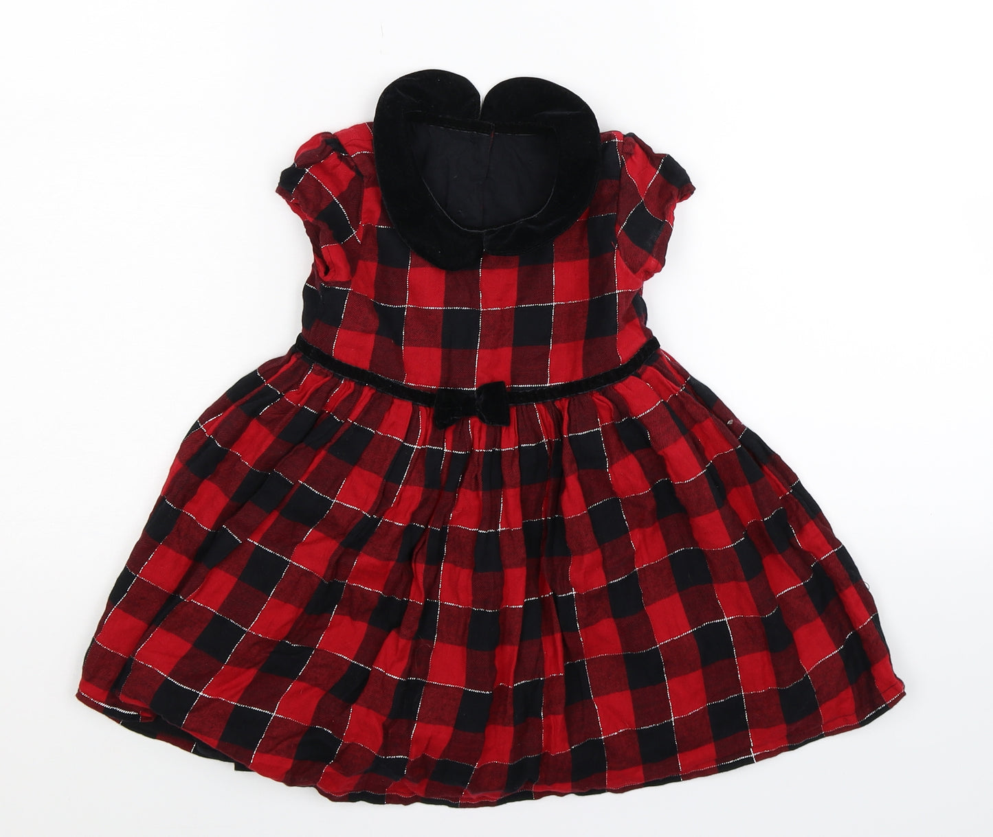 Matalan Girls Red Check  Fit & Flare  Size 2-3 Years