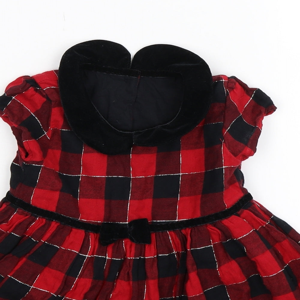 Matalan Girls Red Check  Fit & Flare  Size 2-3 Years