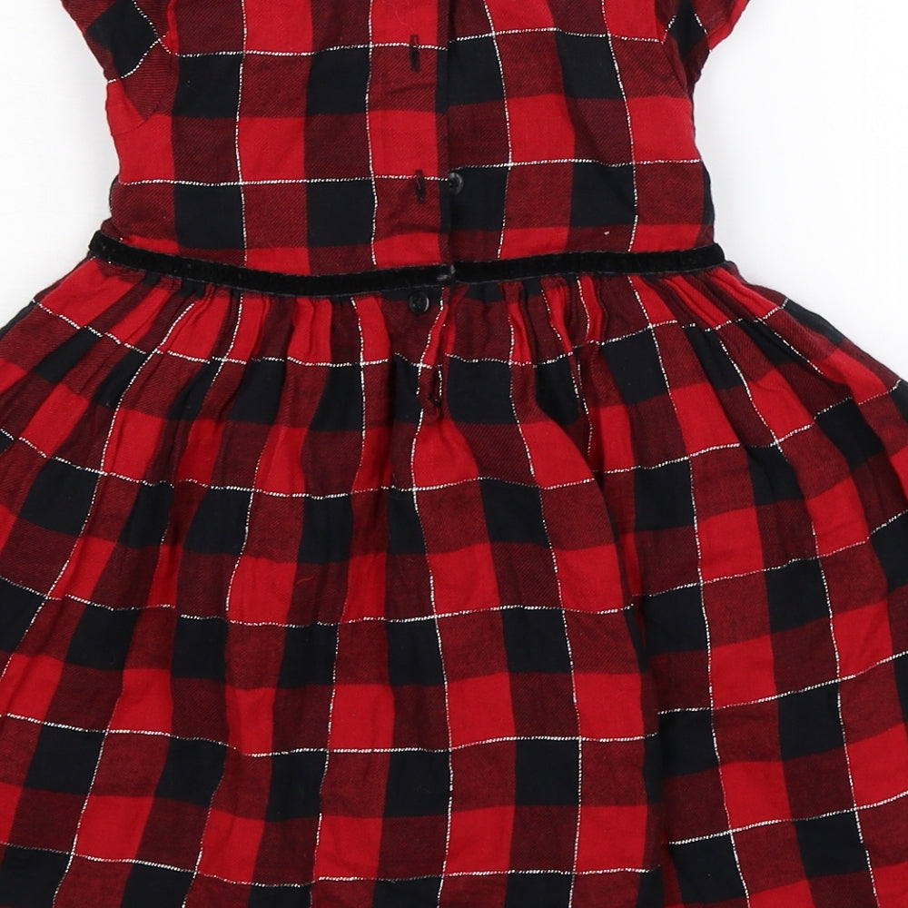 Matalan Girls Red Check  Fit & Flare  Size 2-3 Years