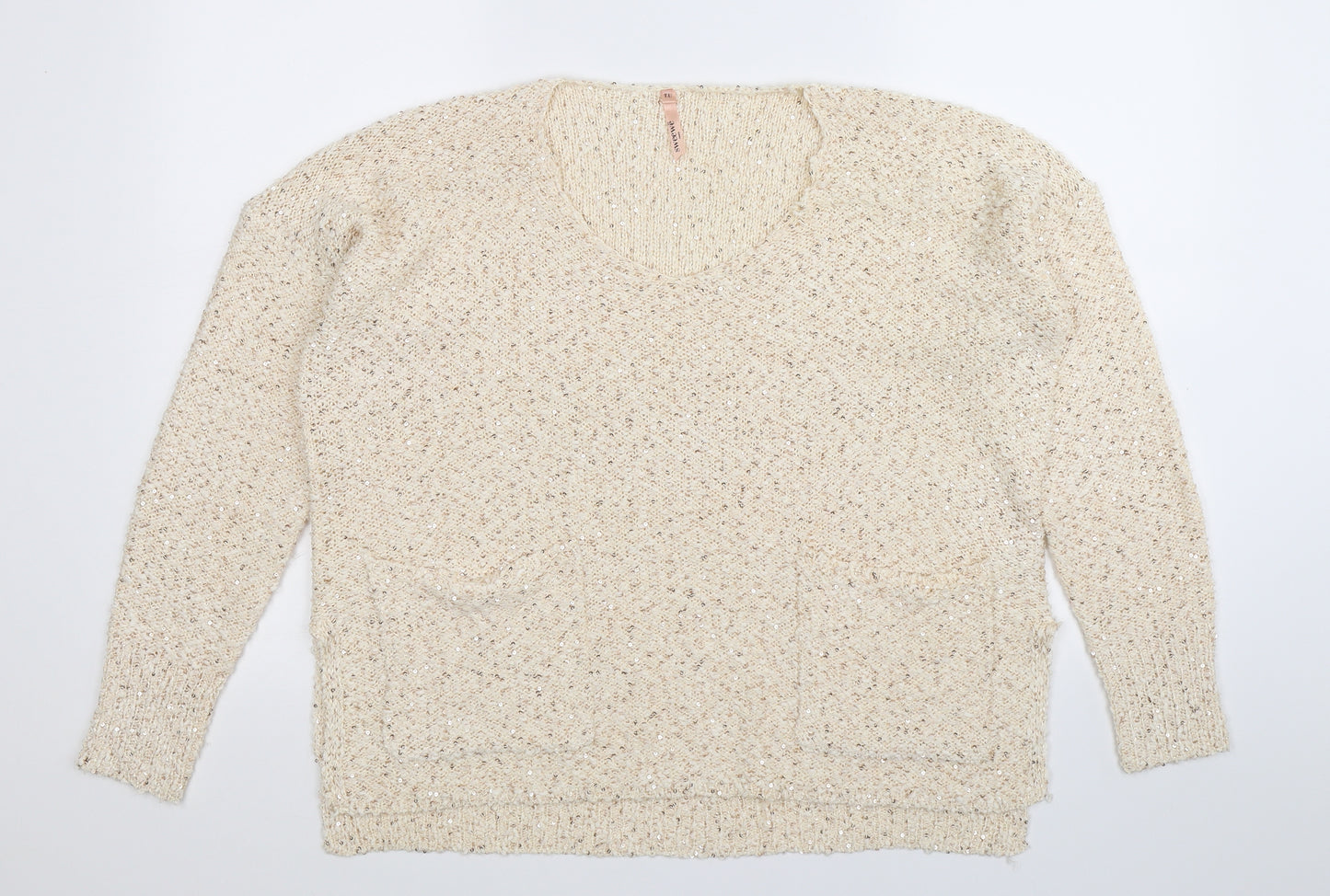 SWEEWE Womens Beige  Knit Pullover Jumper One Size