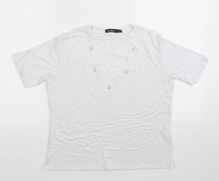 Boohoo Womens White Basic T-Shirt Size 10