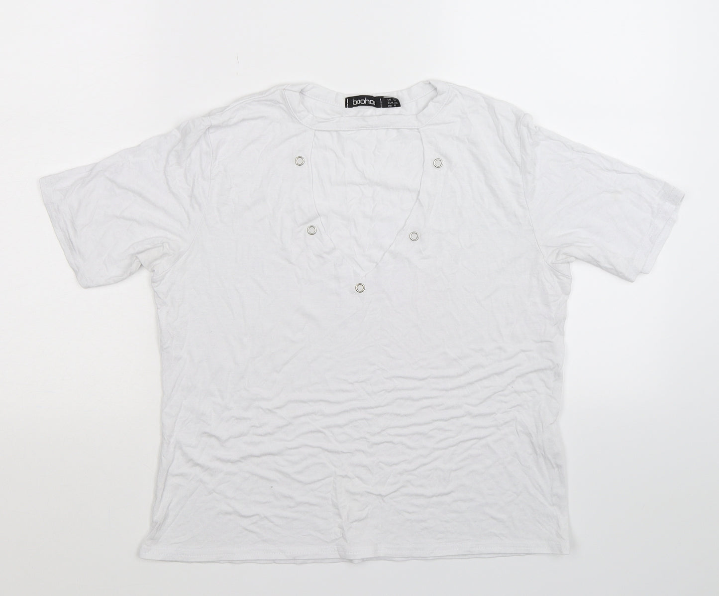 Boohoo Womens White   Basic T-Shirt Size 10