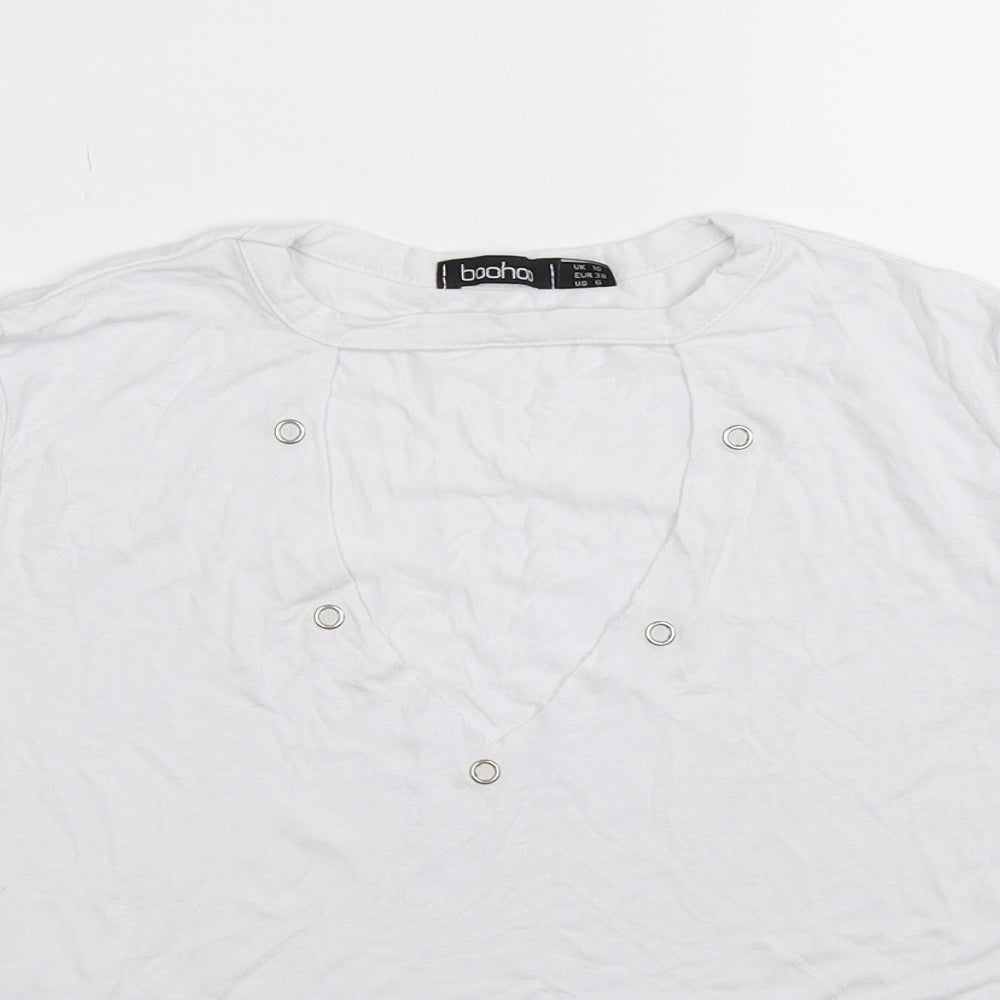 Boohoo Womens White   Basic T-Shirt Size 10