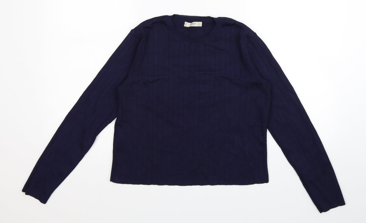 Mango Womens Blue  Knit Pullover Jumper Size S