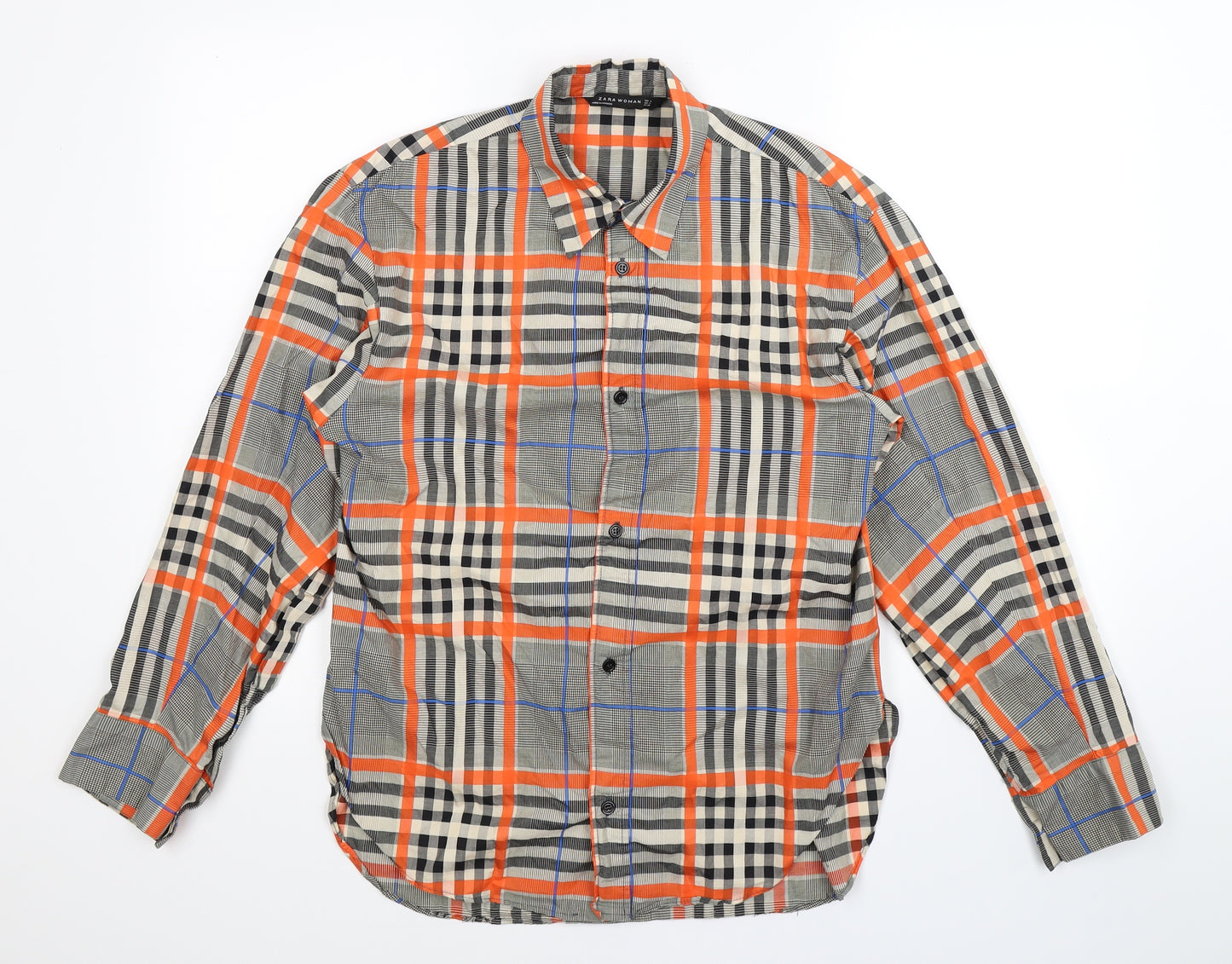 Zara Womens Multicoloured Check  Basic Button-Up Size M