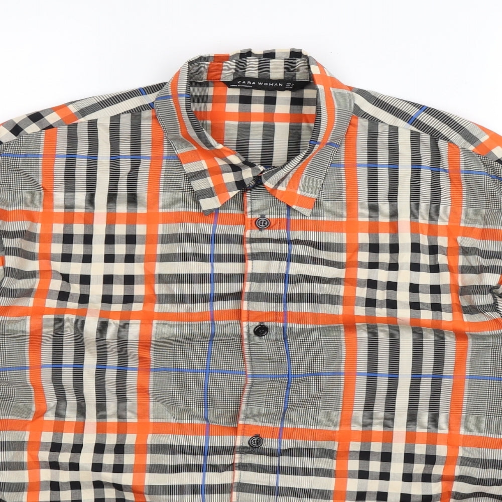 Zara Womens Multicoloured Check  Basic Button-Up Size M