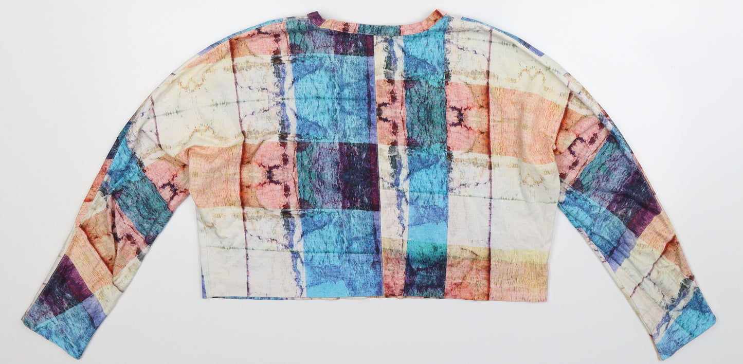 Zara Womens Multicoloured Geometric  Cropped T-Shirt Size L