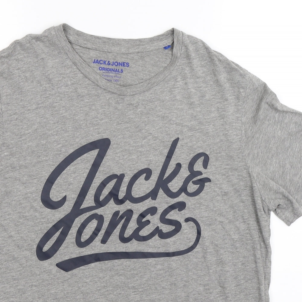 JACK & JONES Mens Grey    T-Shirt Size S