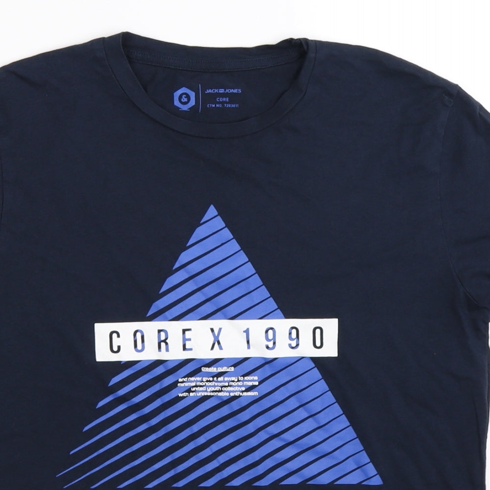 JACK & JONES Mens Blue    T-Shirt Size S