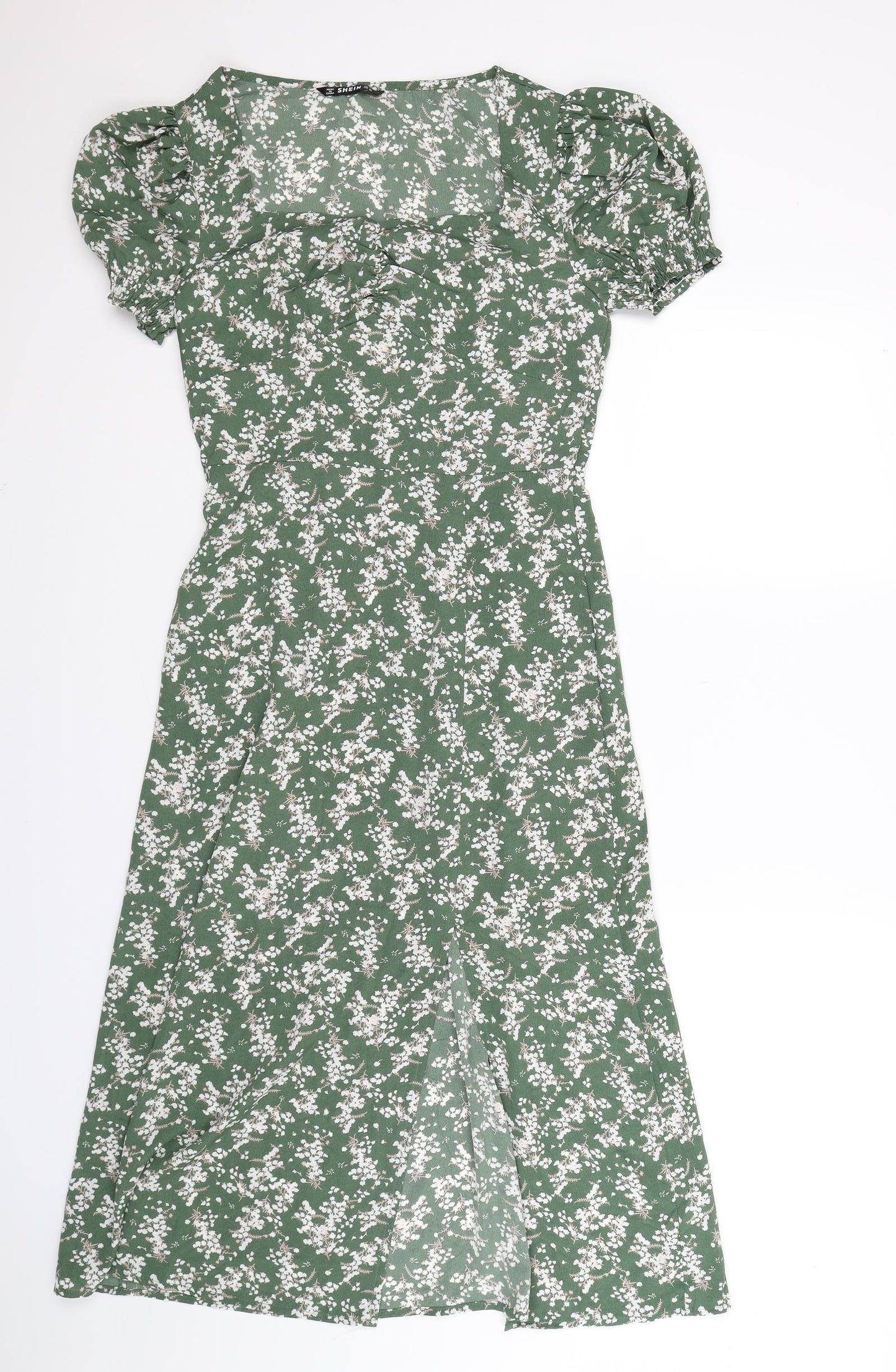 SheIn Womens Green Floral  Fit & Flare  Size XS