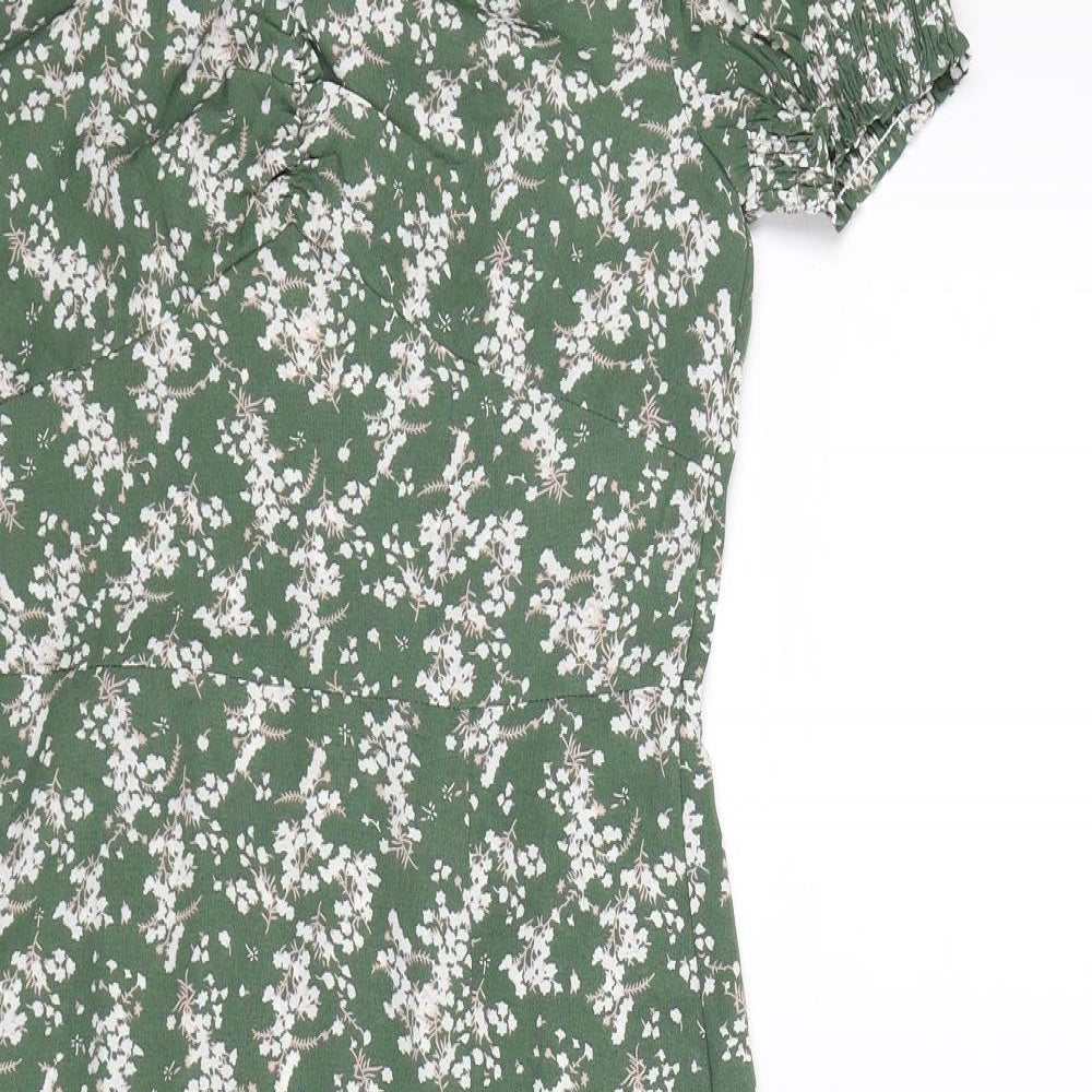 SheIn Womens Green Floral  Fit & Flare  Size XS