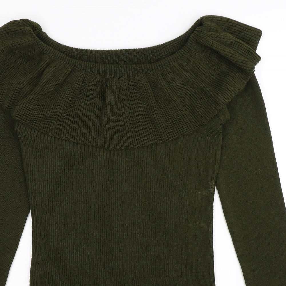 Boohoo Womens Green  Knit Jumper Dress  Size L