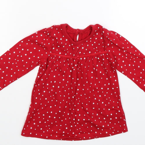 George Girls Red Geometric  Basic T-Shirt Size 12-18 Months