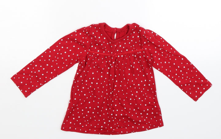 George Girls Red Geometric  Basic T-Shirt Size 12-18 Months