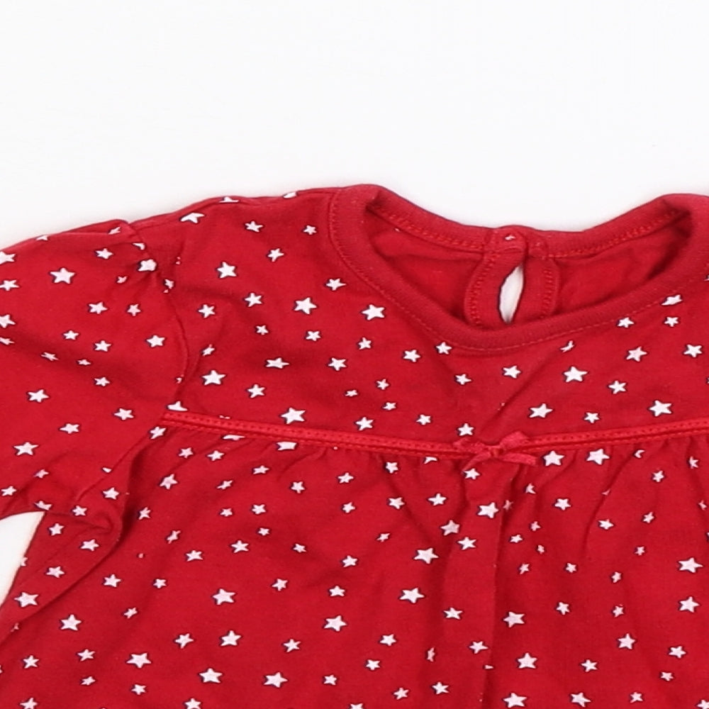 George Girls Red Geometric  Basic T-Shirt Size 12-18 Months