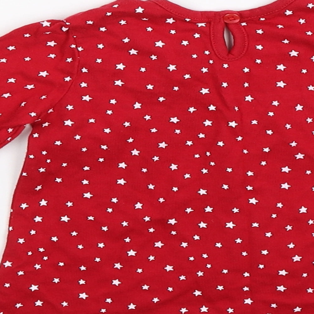 George Girls Red Geometric  Basic T-Shirt Size 12-18 Months