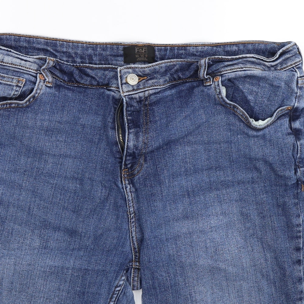 F&F Womens Blue  Denim Bermuda Shorts Size 20